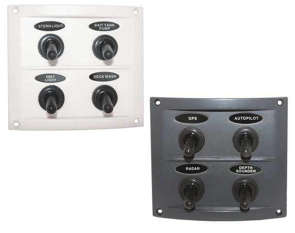 Switch Panels - Splashproof - 4 Switches - Grey & White