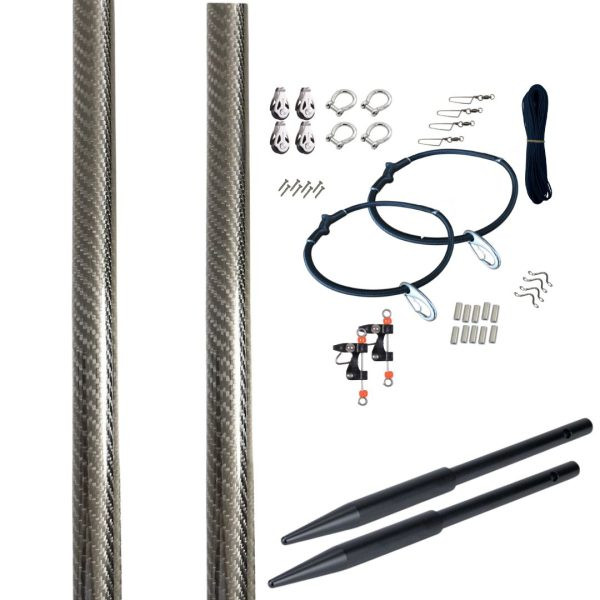 Reelax Grander Series 5.5m 3K Carbon Fibre Outrigger Kit with Stainless Steel Rigging and Spears