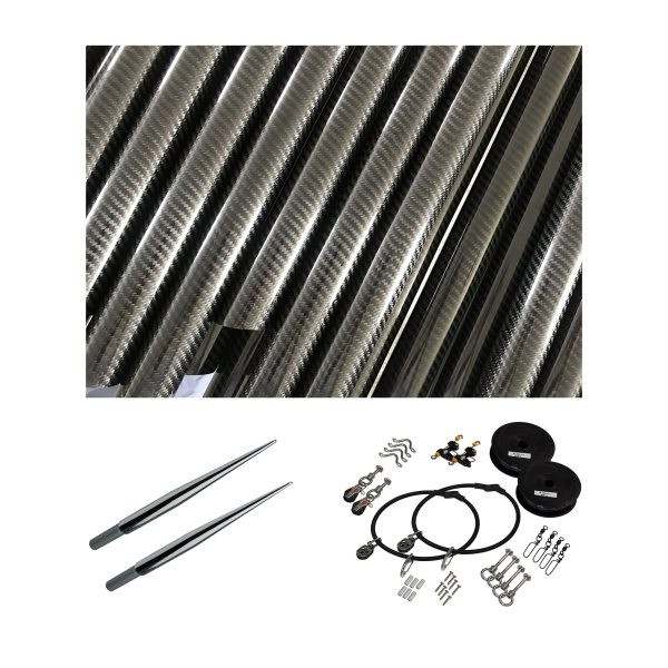 Reelax Grander Series 6.5m 3K Carbon Fibre Outrigger Kit with Stainless Steel Rigging and Spears