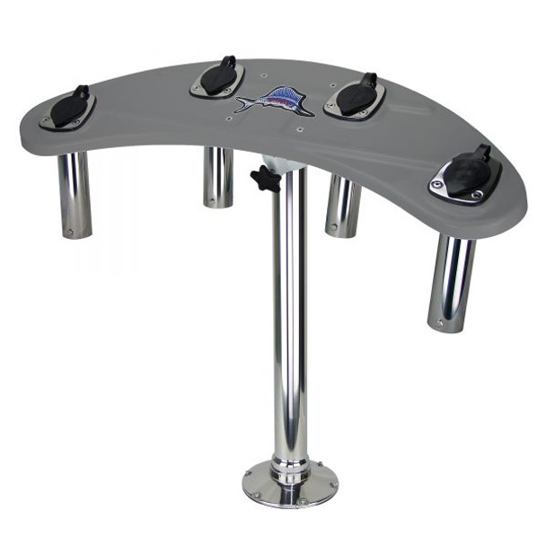 Reelax Light Tackle Station Storm Grey Rocket Launcher and Stainless Steel Pedestal White Swivel