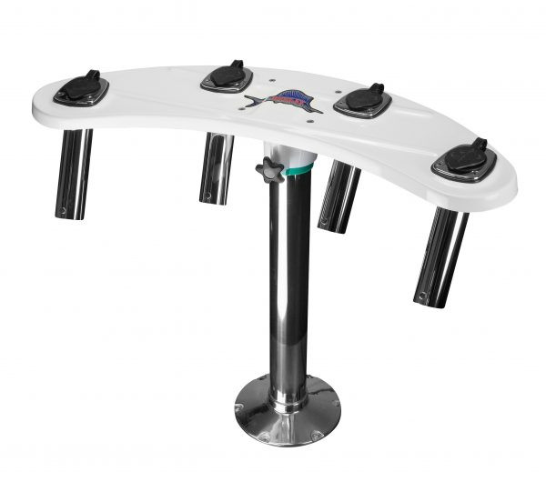 Reelax Light Tackle Station White Rocket Launcher and Stainless Steel Pedestal White Swivel