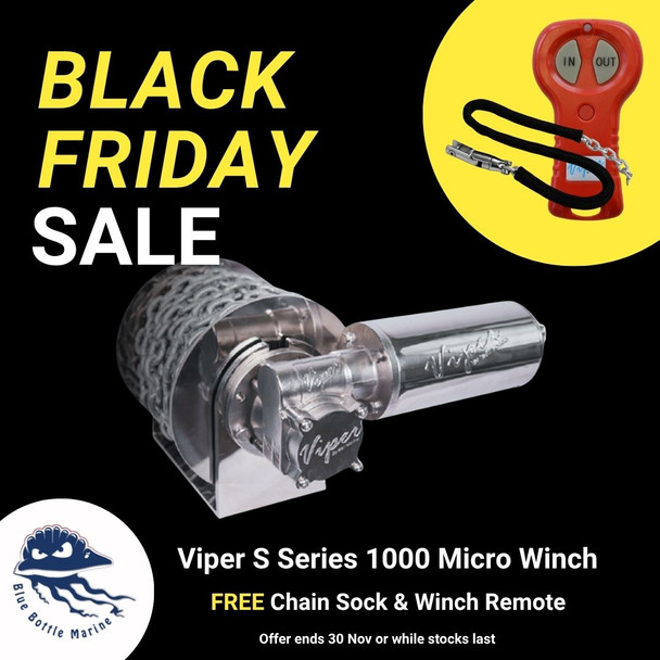 Viper S Series 1000 Micro Winch Bundle Including with Marine Gearbox - 6mm x 60m