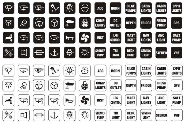Viper LED Rocker Switch Name Plates - 12mm Square