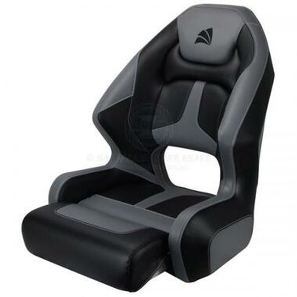 Relaxn Mako Premium Boat Seat - Black Carbon / Grey