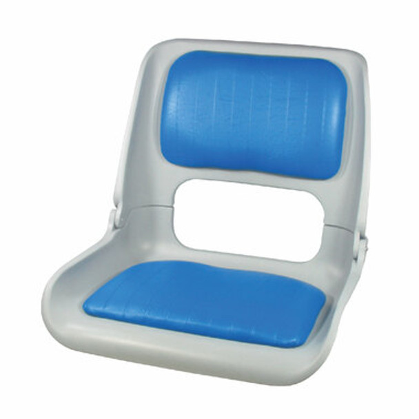 Skipper Fold Down Seats - Upholstered Pads Seat Skipper Shell With Blue Vinyl Pa