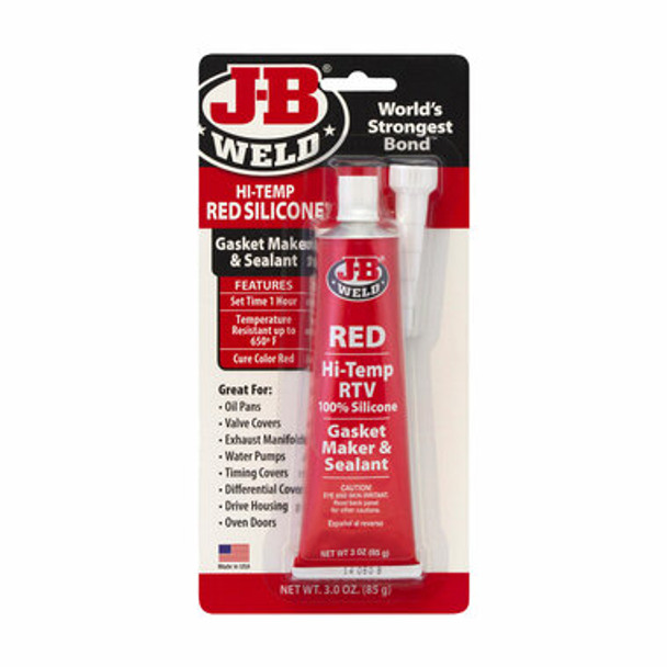 J-B Weld Hi Temp Red Silicone - Gasket Maker Sealant Silicone Hi Temp Red 85G