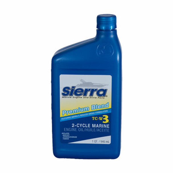 Sierra Marine Outboard 2-Stroke Engine Oil - Premium "Blue" Tc-W3 Oil 2 Stroke Premium 946ml (1Qt)