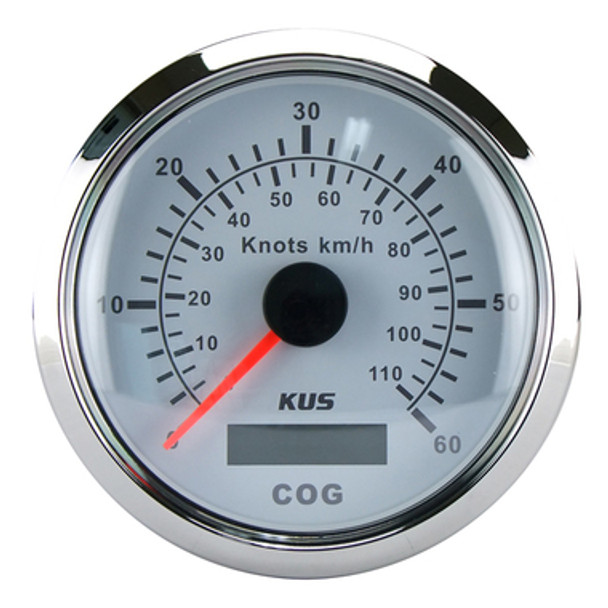 Kus Speedo/Cog White Stainless Steel 0-60 Kn 12/24 85mm Ss316 Inc 5M GPS Antenna