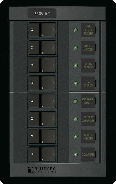 Blue Sea Circuit Breaker 360 Panel AC Branch - 230V, 8 Position