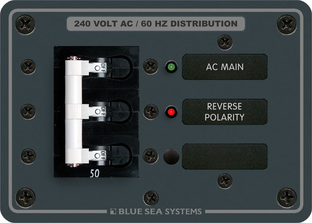Blue Sea Circuit Breaker Panel AC 120/240 Volt - Triple Pole, Main Only Position
