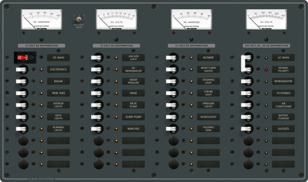 Blue Sea AC/DC Combination Circuit Breaker Panel - 8 x AC + 29 x DC