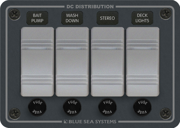 Blue Sea Contura Water Resistant 12V DC Panel - 4 Position