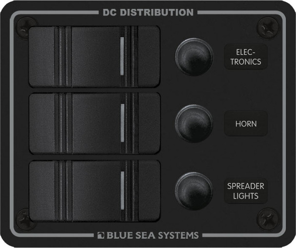 Blue Sea Contura Black Switch Water-Resistant Panel - 3 Position