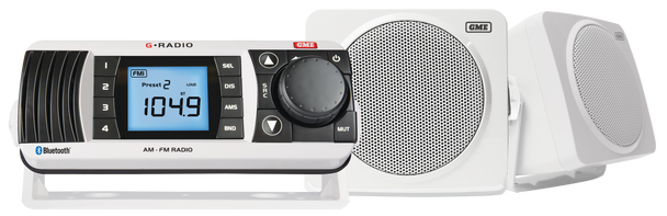 GME GR300BTWEP AM/FM Marine Radio Pack - White