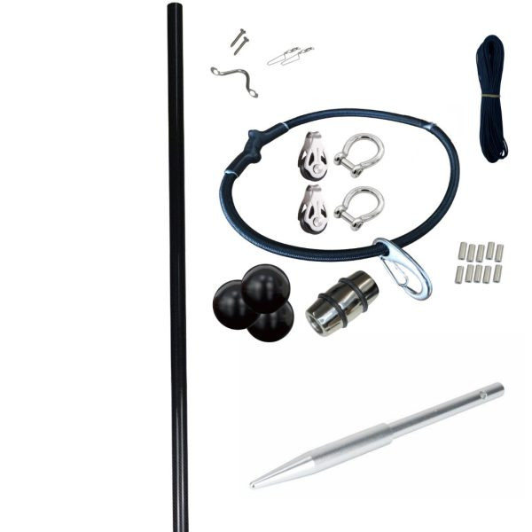 Reelax Fibreglass Black 3.0m Centre Rigger Pole including Stainless Steel Rigging Kit & Spear