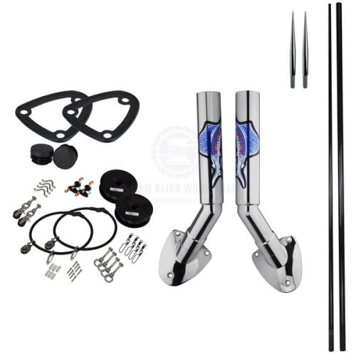 Reelax Side Mount with 3m Black Fiberglass Outrigger Poles & S/Steel Rigging Kit and Spears