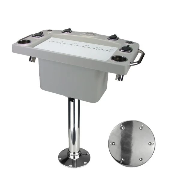 Reelax Light Tackle Station Mist Grey Deluxe Prep Board/Live Bait & Stainless Steel Pedestal/White Swivel
