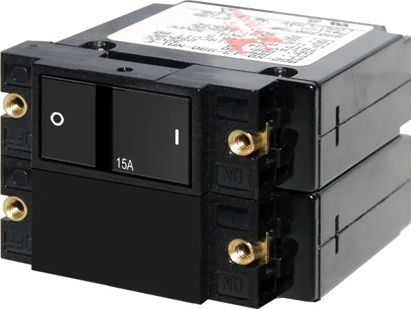 Blue Sea A-Series Flat Rocker Actuator Circuit Breaker - Double Pole
