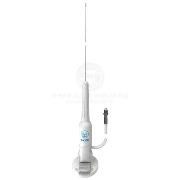 Pacific Antenna VHF 1.0m LayDown Base White Seamaster Classic 4m Cable