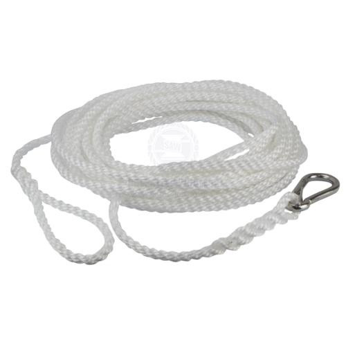 Dinghy Painter Silver Rope - Spliced Eye To S/S Safety Hook