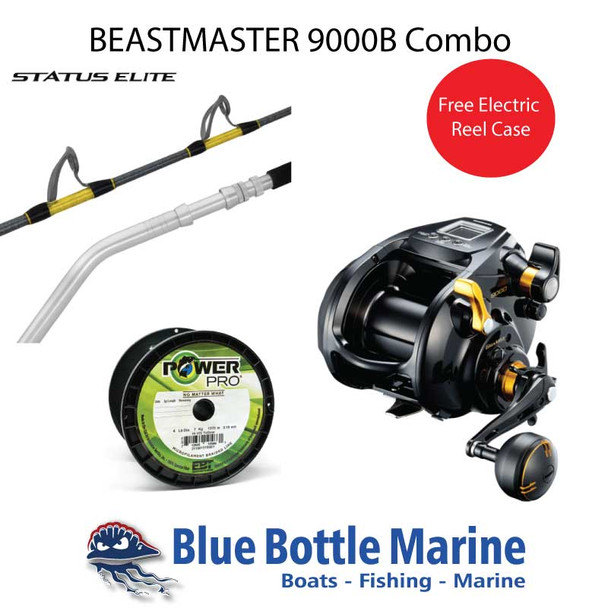 SHIMANO Electric Reel Combo - Beastmaster 9000B, Status Elite PE 6-10Rod, 80lb PowerPro Braid
