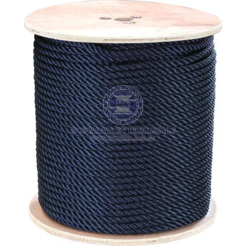 Strong Rope - Polyester - 3 Strand Laid Navy Blue (Reel)