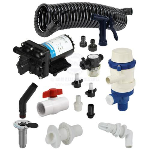 Shurflo Deck Wash / Live Bait Pump Kit - Dual Port - 13.2 LPM - Flush Link With Pickup - 1/2In I.D. Flex