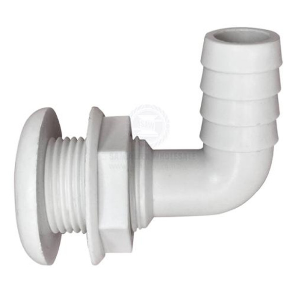 Skin Fitting White Nylon 90 Degree Elbow With Tail Suit 3/4 ID Hose