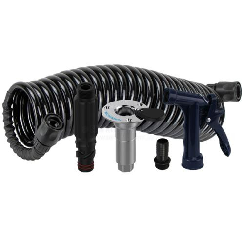 Deck Wash Hose & Straight Flush Link Kit BSP Black Suit 1/2 ID Flex Hose