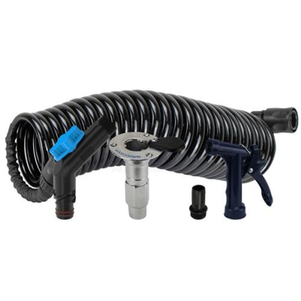 Deck Wash Hose & Valved Flush Link Kit BSP Black Suit 1/2 ID Flex Hose