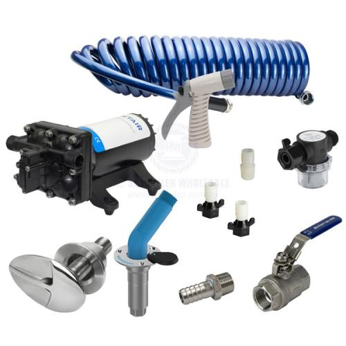 Shurflo Deck Wash Kit with SuperSucker Thru-Hull Pickup & Ball Value - 18.9 LPM - 3/4In I.D. Flexible Hose