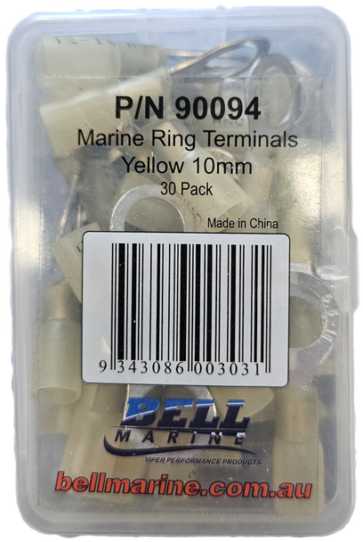 Marine Glue Lined Ring Terminal Yellow – 10mm – 30 Pack