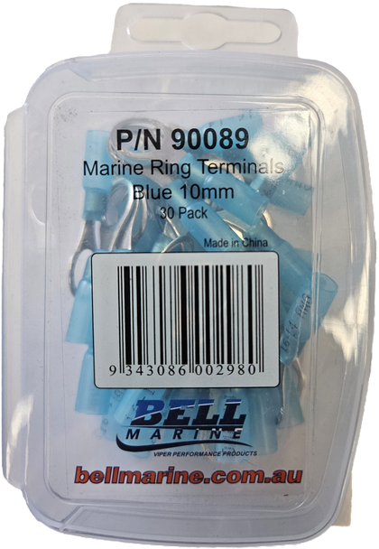 Marine Glue Lined Ring Terminal Blue – 10mm – 30 Pack