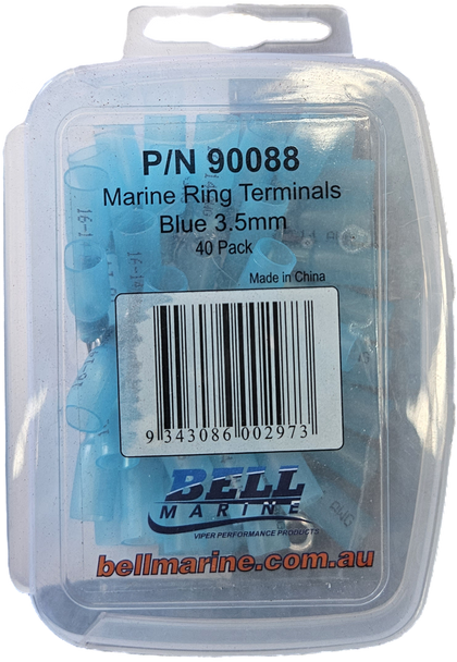 Marine Glue Lined Ring Terminal Blue – 3.5mm – 40 Pack