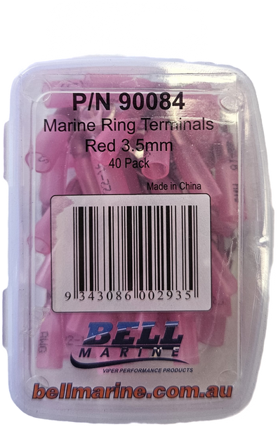 Marine Glue Lined Ring Terminal Red – 3.5mm – 40 Pack
