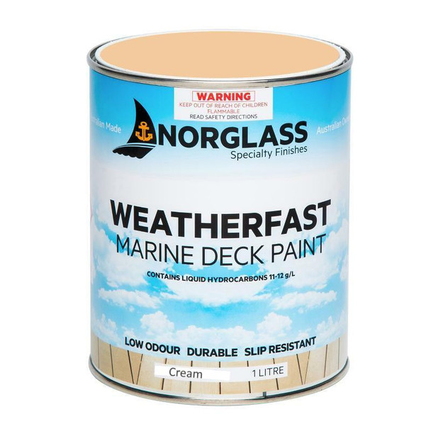 Norglass Weatherfast Deck Paint in Cream 1 Litre Norglass Weatherfast Deck Paint in Cream 1 Litre