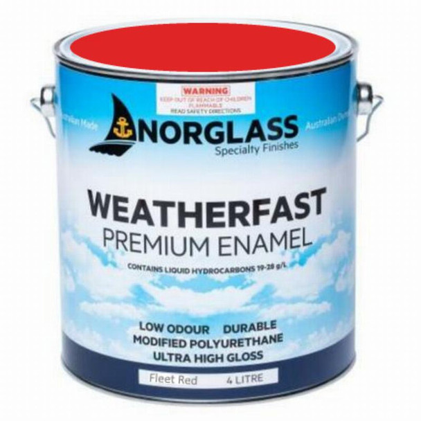 Norglass Weatherfast Premium Enamel Gloss in Fleet Red 4 Litre