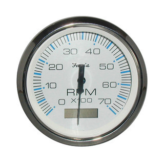 Faria Chesapeake White 4" Tachometer/Hourmeter 7000 RPM Outboard