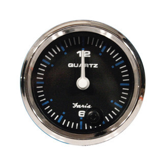 Faria Chesapeake Black 2" Clock Quartz 12v