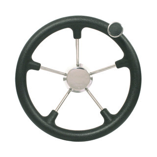 Steering Wheel Stainless Steel with Black Soft Grip & Speed Knob