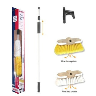 Boat Cleaning Kit Telescopic 1.75m Flow Thru Two Brush Heads