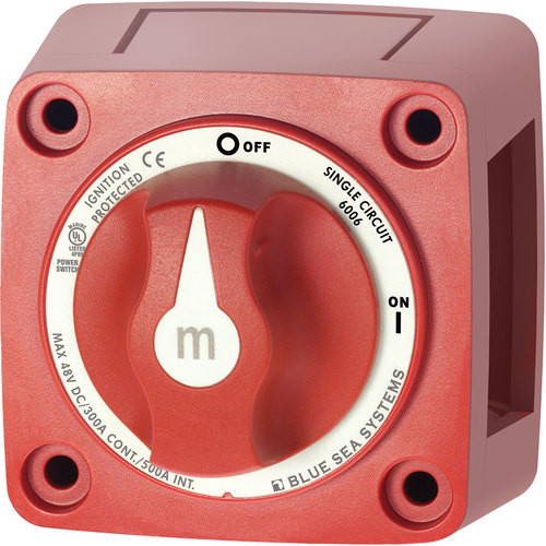 Blue Sea m-Series Mini On-Off Battery Switch With Knob - Red