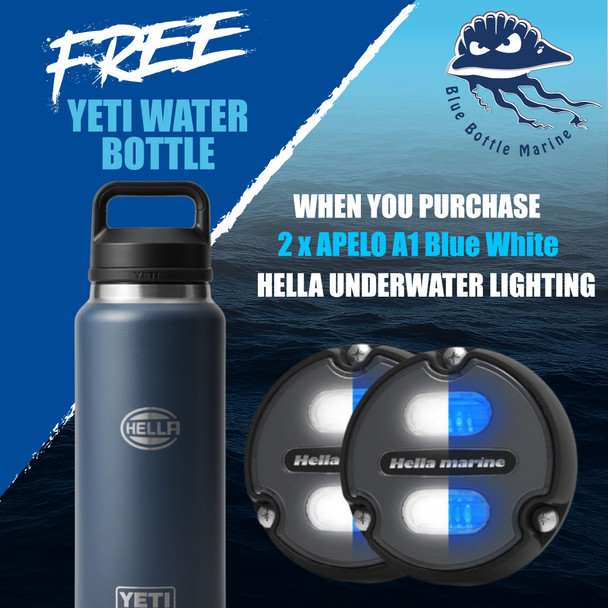 Hella Apelo A1 White & Blue Underwater Light - Charcoal Front Promo