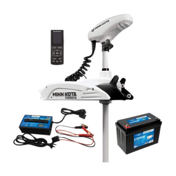 Minn Kota Riptide Terrova 80LB with 24V 100ah Lithium Battery & Charger