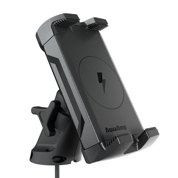 AquaAmp Waterproof Wireless Phone Charger 12V - Arm Mounted, Magnetic Vertical Clamping