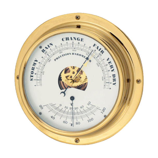 Brass Eclosed Barometer & Thermometer Brass