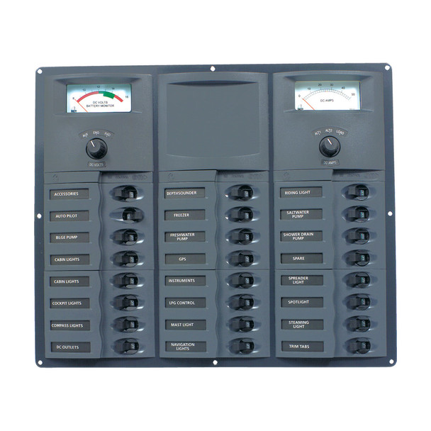 BEP 'Contour' Circuit Breaker Panels - With Analogue Meters - 24 Circuit 12V
