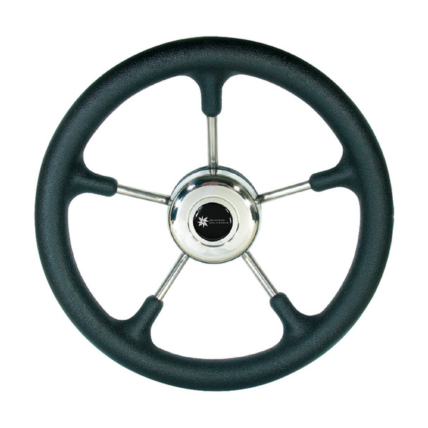 Osculati Steering Wheel - Bosun Five Spoke Stainless Steel 320mm Black