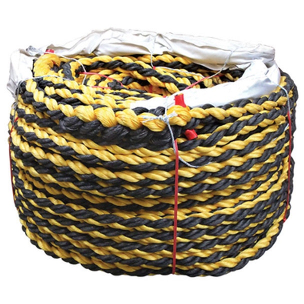 44mm x 220Mtr Polypropylene Tiger Rope - 8 Strand Yellow/Black (Coil)