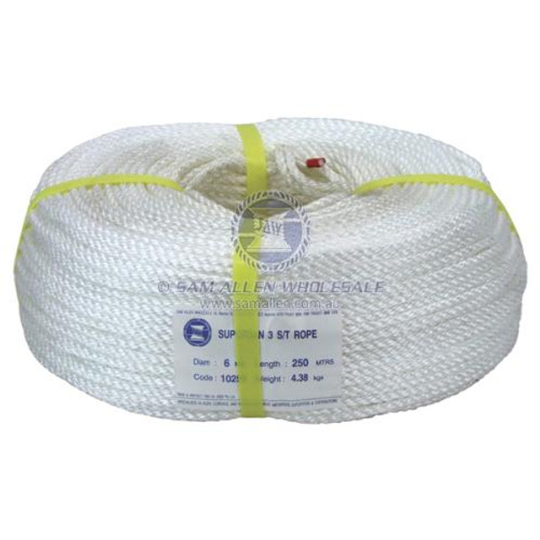 12mm x 250Mtr Polypropylene Superdan Rope - 3 Strand White (Coil)